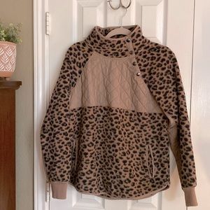 EUC ABERCROMBIE & FITCH HIGH-COLLARED FLEECE PULL ON SWEATER SIZE M